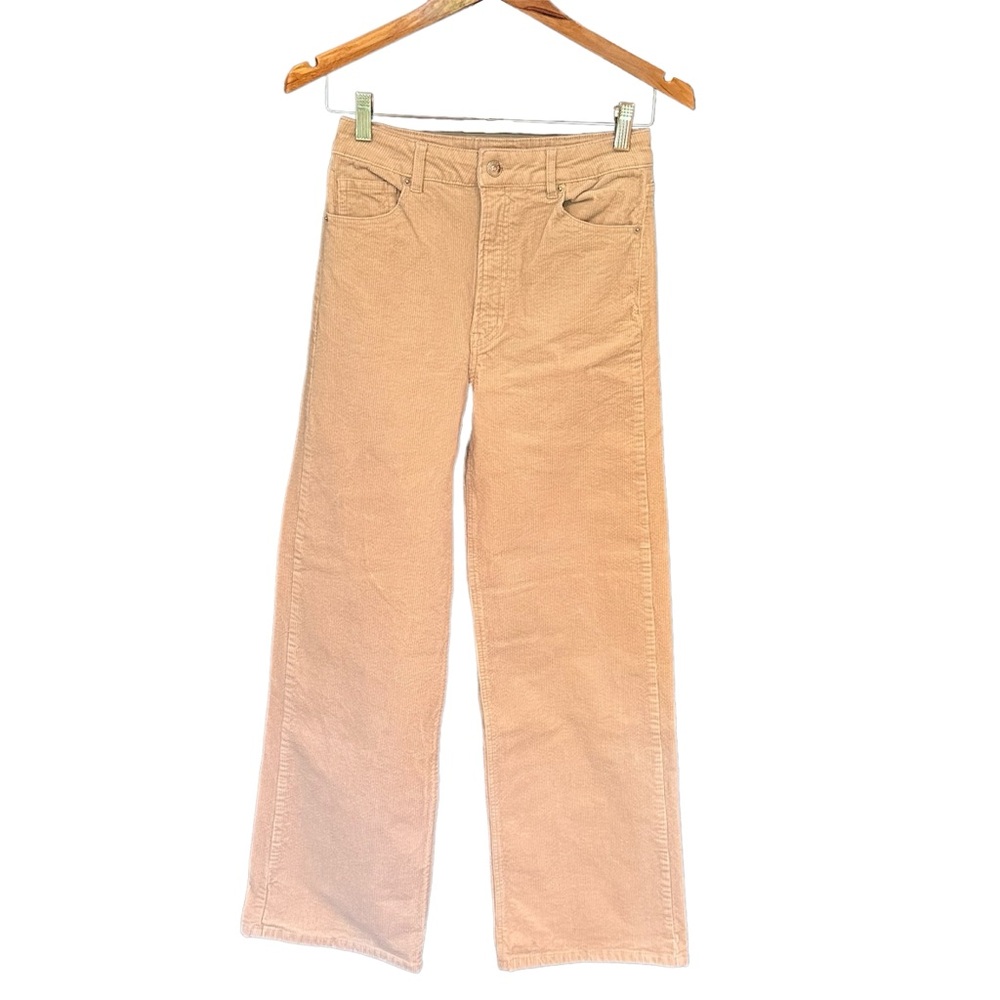 H&M Light Beige High Waisted Curduroy Pants Size 4 98% Cotton